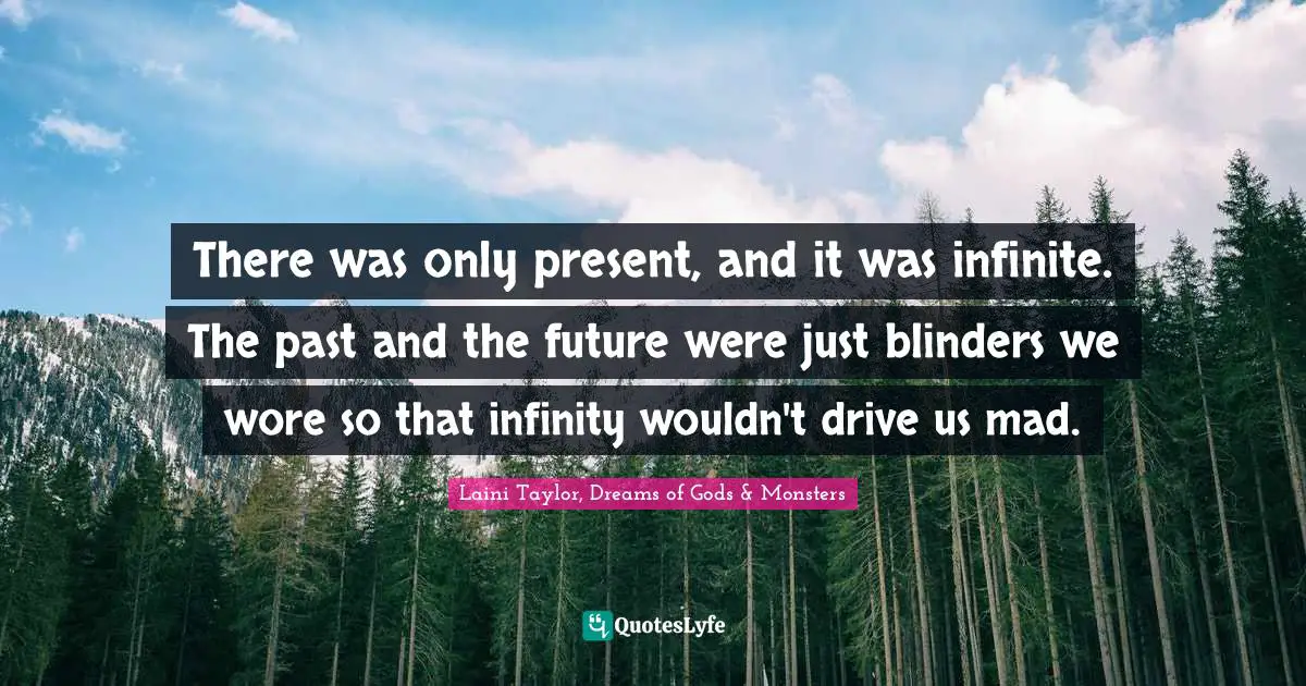 There was only present, and it was infinite. The past and the future were just blinders we wore so that infinity wouldn't drive us mad.