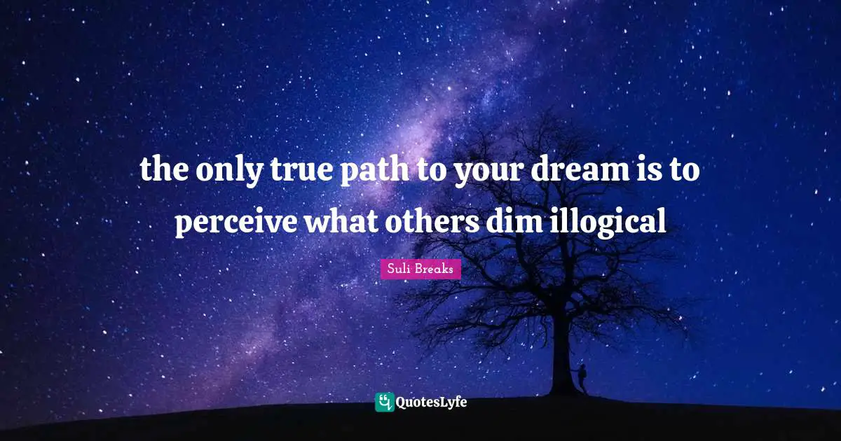 the only true path to your dream is to perceive what others dim illogical