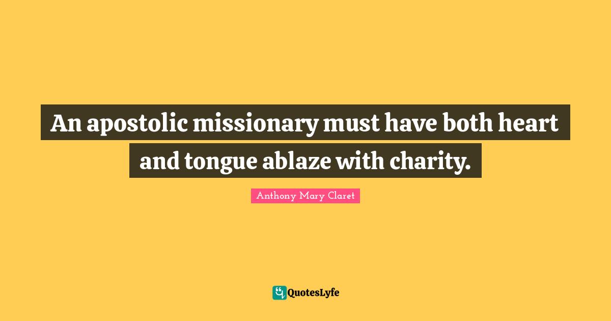 An apostolic missionary must have both heart and tongue ablaze with charity.
