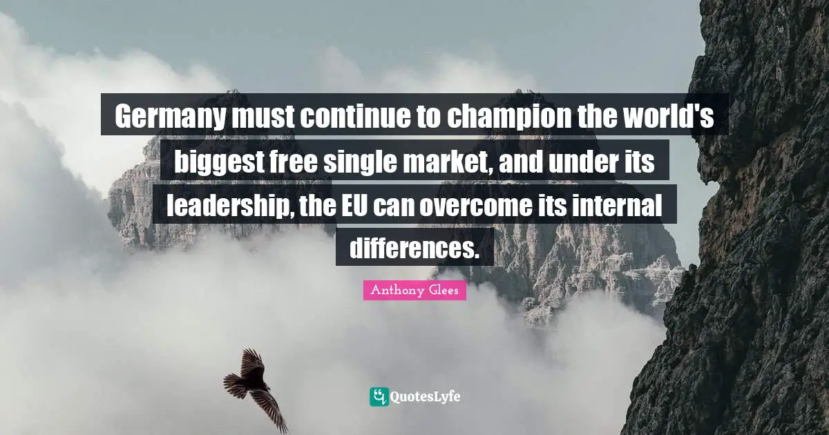 Germany must continue to champion the world's biggest free single market, and under its leadership, the EU can overcome its internal differences.