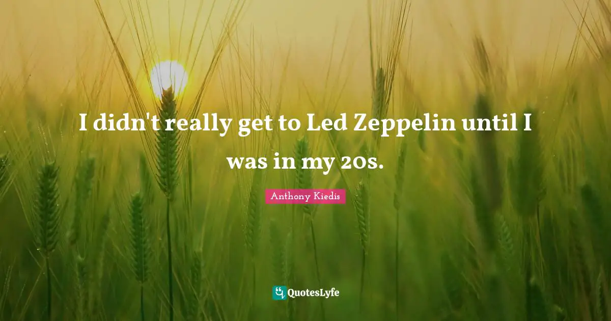 I didn't really get to Led Zeppelin until I was in my 20s.