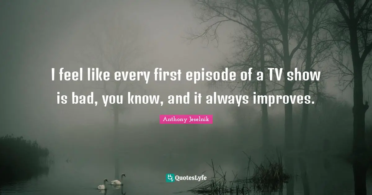 I feel like every first episode of a TV show is bad, you know, and it always improves.