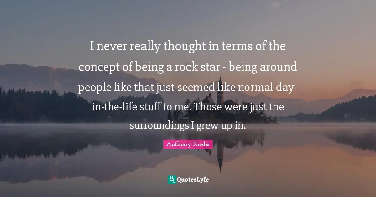 I never really thought in terms of the concept of being a rock star - being around people like that just seemed like normal day-in-the-life stuff to me. Those were just the surroundings I grew up in.
