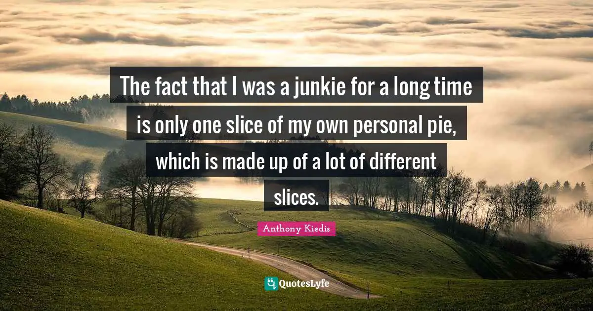 Anthony Kiedis Quotes: "The fact that I was a junkie for a long time is only one slice of my own personal pie, which is made up of a lot of different slices."