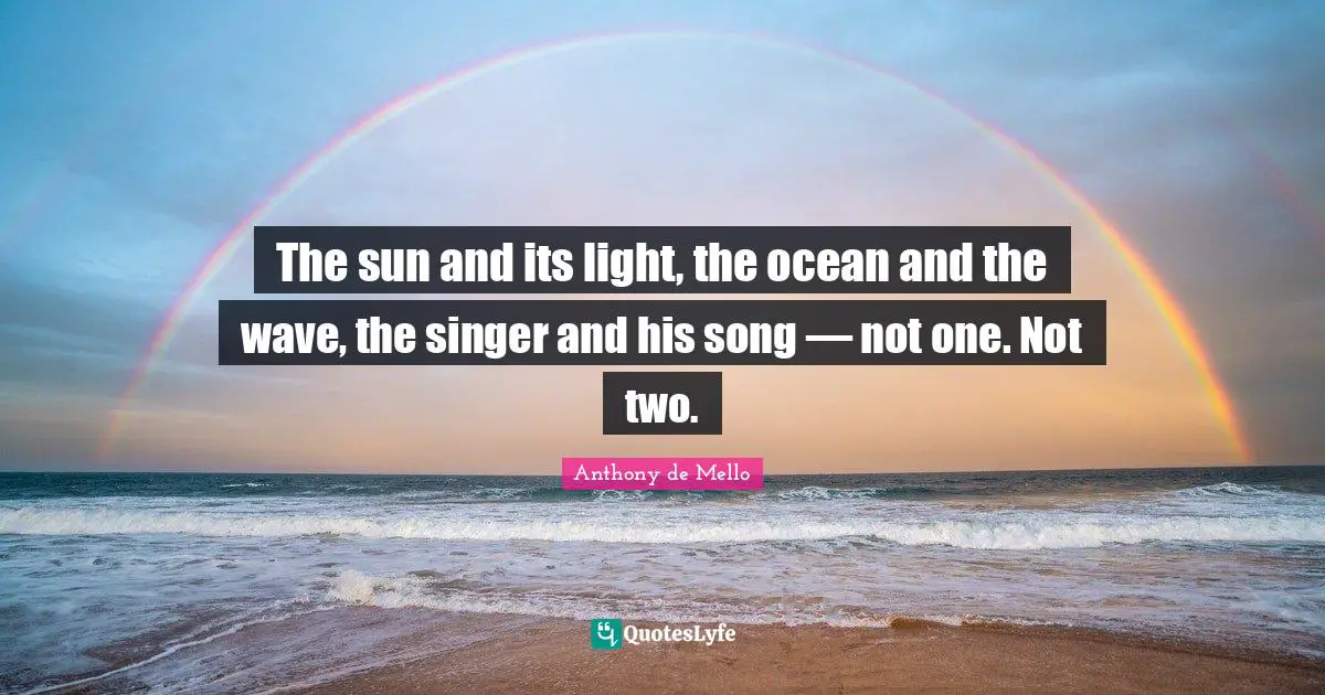 The sun and its light, the ocean and the wave, the singer and his song — not one. Not two.