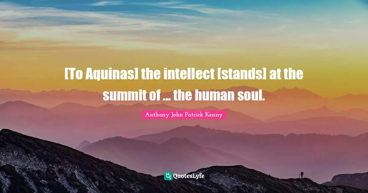[To Aquinas] the intellect [stands] at the summit of ... the human soul.