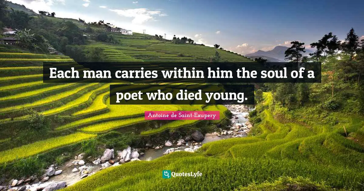 Each man carries within him the soul of a poet who died young.
