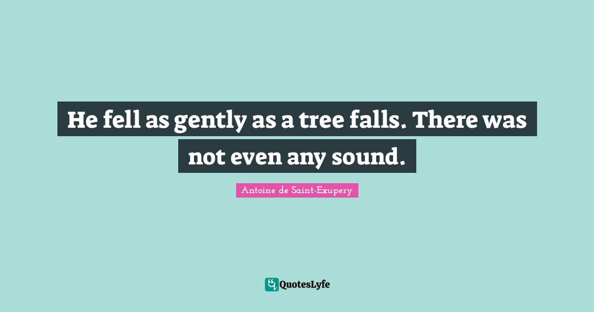 He fell as gently as a tree falls. There was not even any sound.