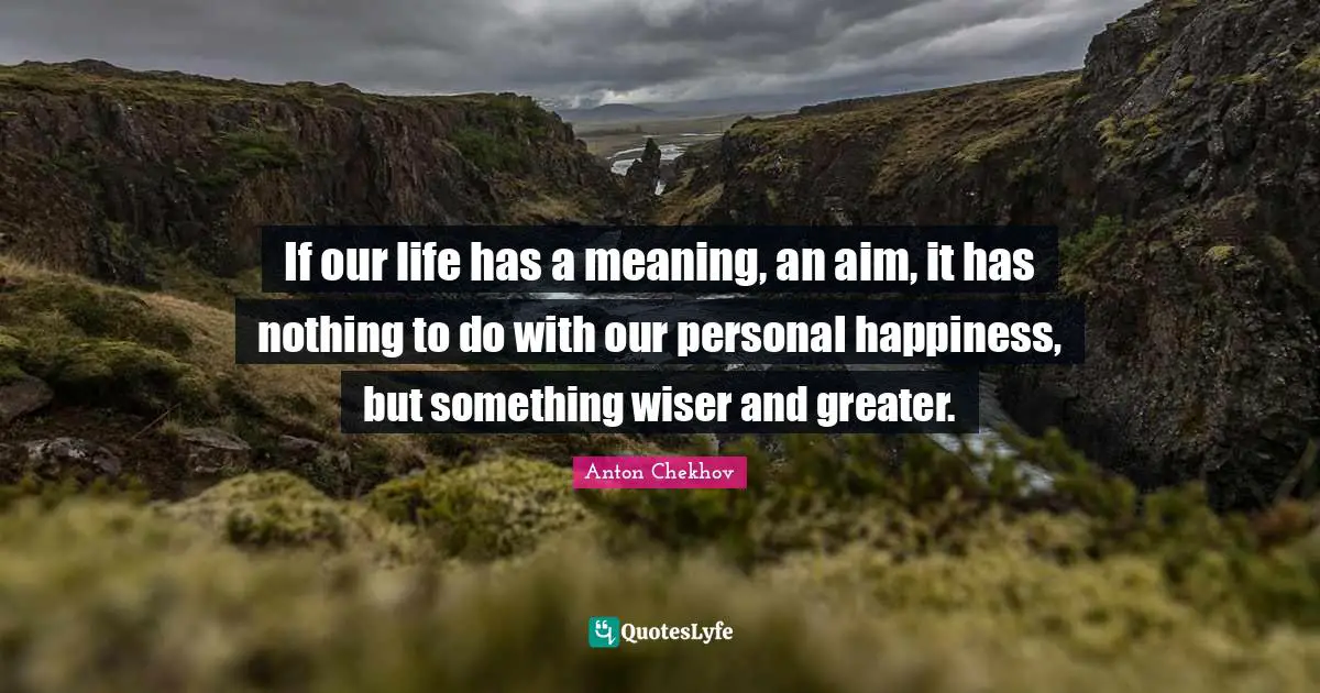 If our life has a meaning, an aim, it has nothing to do with our personal happiness, but something wiser and greater.