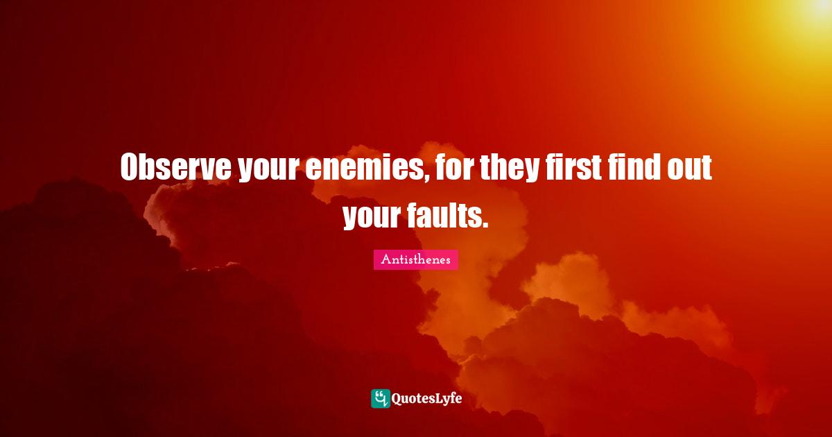 Observe your enemies, for they first find out your faults.