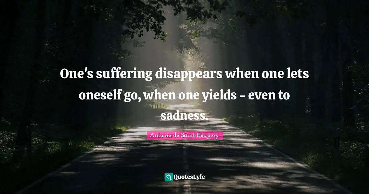 Emotional Quotes: "One's suffering disappears when one lets oneself go, when one yields - even to sadness."