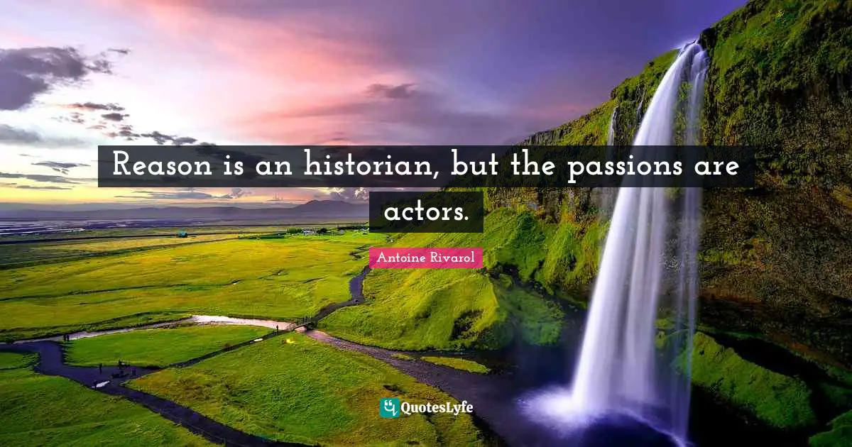 Reason is an historian, but the passions are actors.