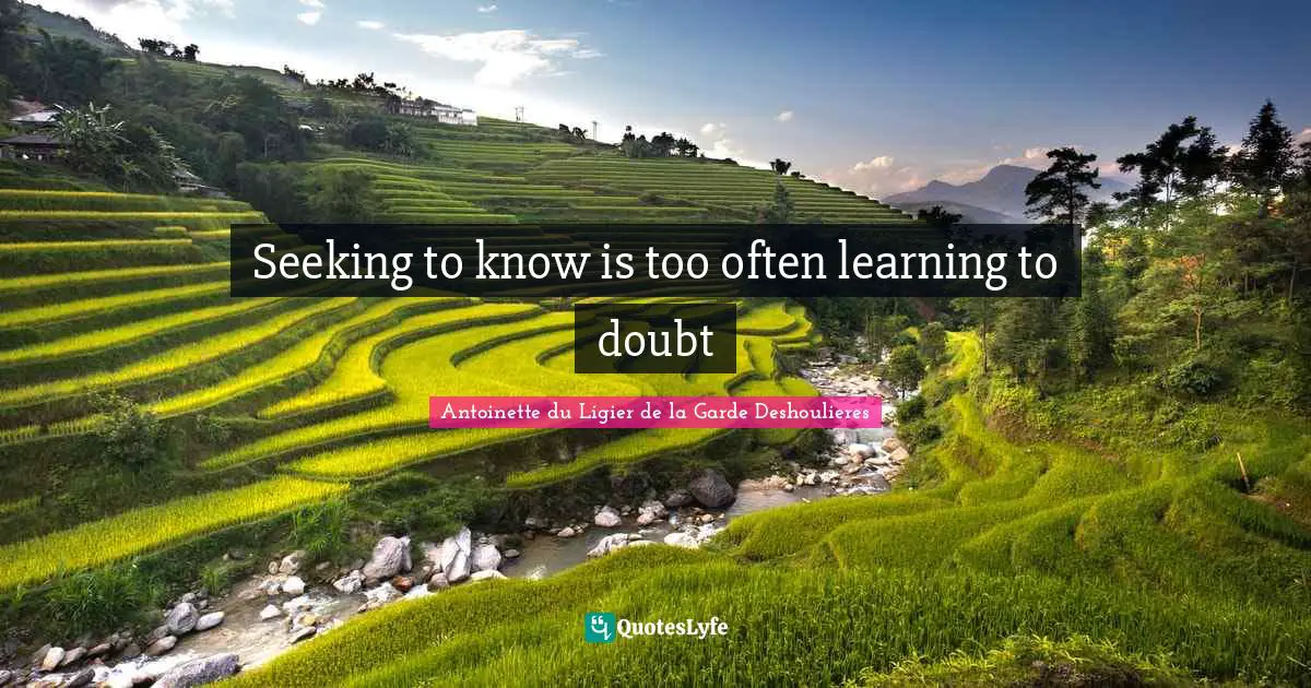 Seeking to know is too often learning to doubt