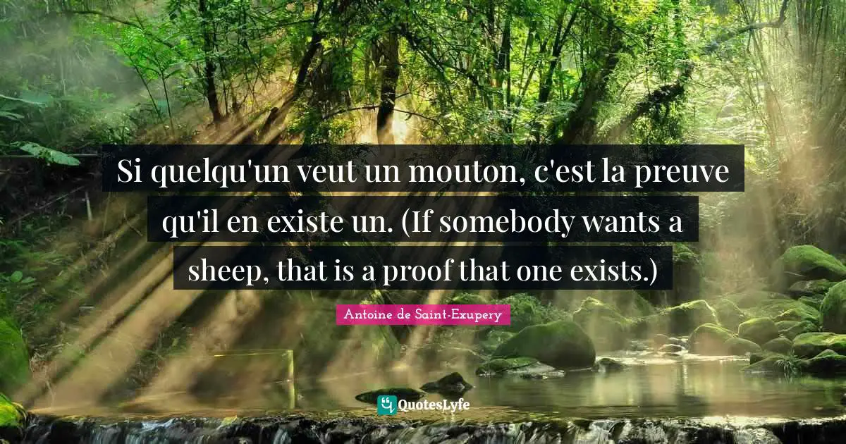 Si quelqu'un veut un mouton, c'est la preuve qu'il en existe un. (If somebody wants a sheep, that is a proof that one exists.)