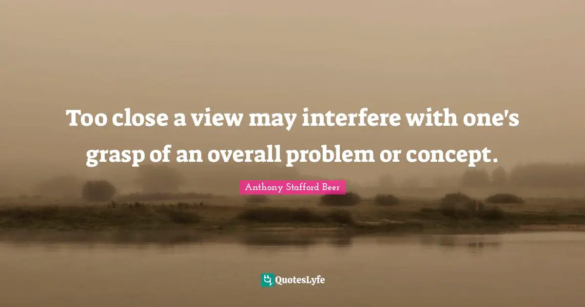 Too close a view may interfere with one's grasp of an overall problem or concept.