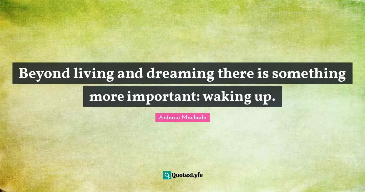 Antonio Machado Quotes: "Beyond living and dreaming there is something more important: waking up."