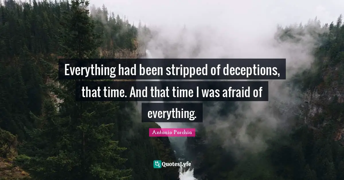 Everything had been stripped of deceptions, that time. And that time I was afraid of everything.