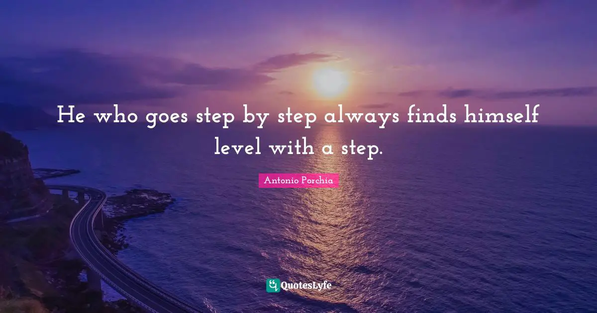 He who goes step by step always finds himself level with a step.