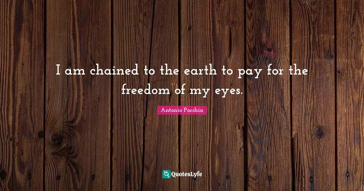 I am chained to the earth to pay for the freedom of my eyes.