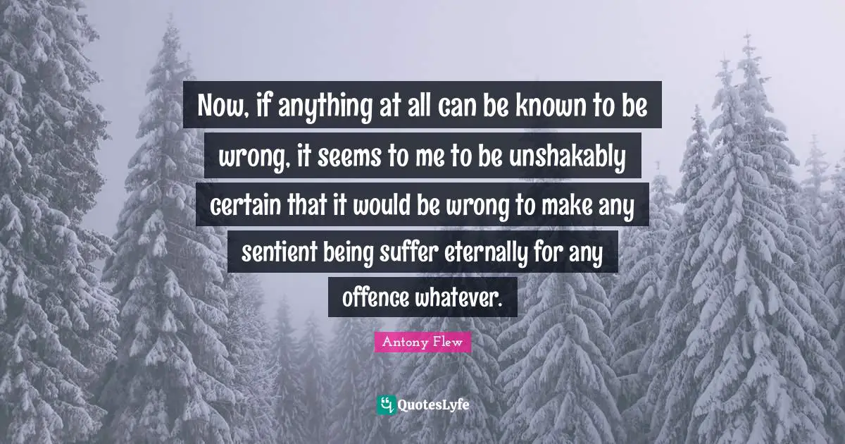 Now, if anything at all can be known to be wrong, it seems to me to be unshakably certain that it would be wrong to make any sentient being suffer eternally for any offence whatever.