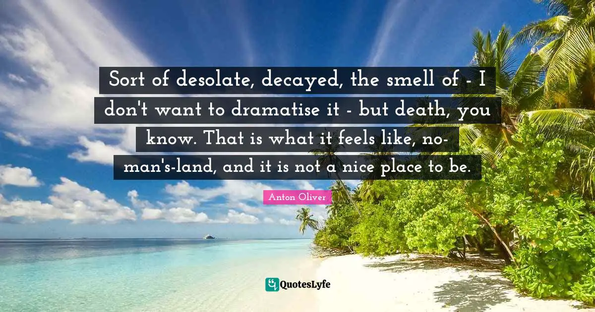 Sort of desolate, decayed, the smell of - I don't want to dramatise it - but death, you know. That is what it feels like, no-man's-land, and it is not a nice place to be.