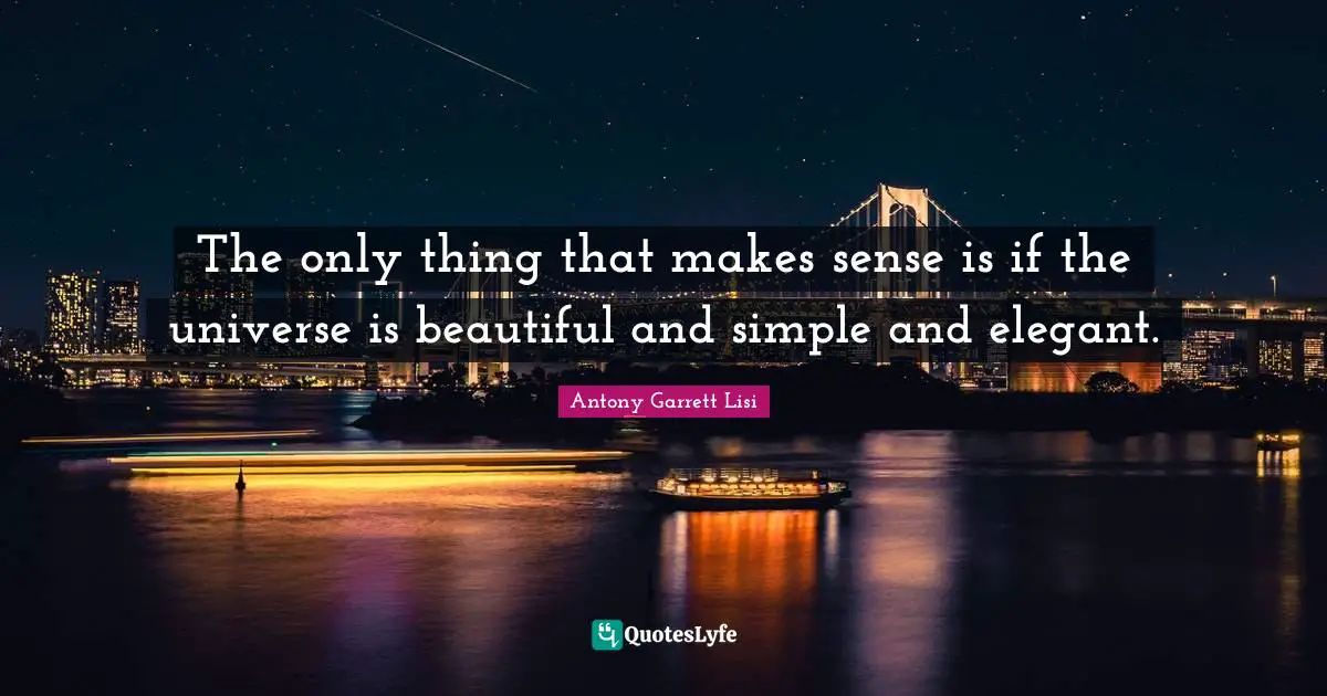 The only thing that makes sense is if the universe is beautiful and simple and elegant.