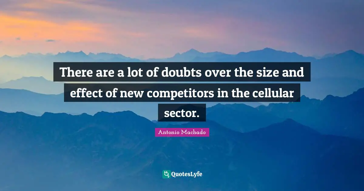 Antonio Machado Quotes: "There are a lot of doubts over the size and effect of new competitors in the cellular sector."