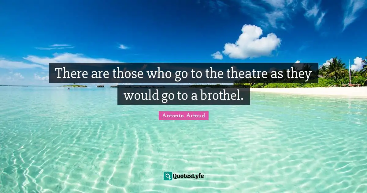There are those who go to the theatre as they would go to a brothel.
