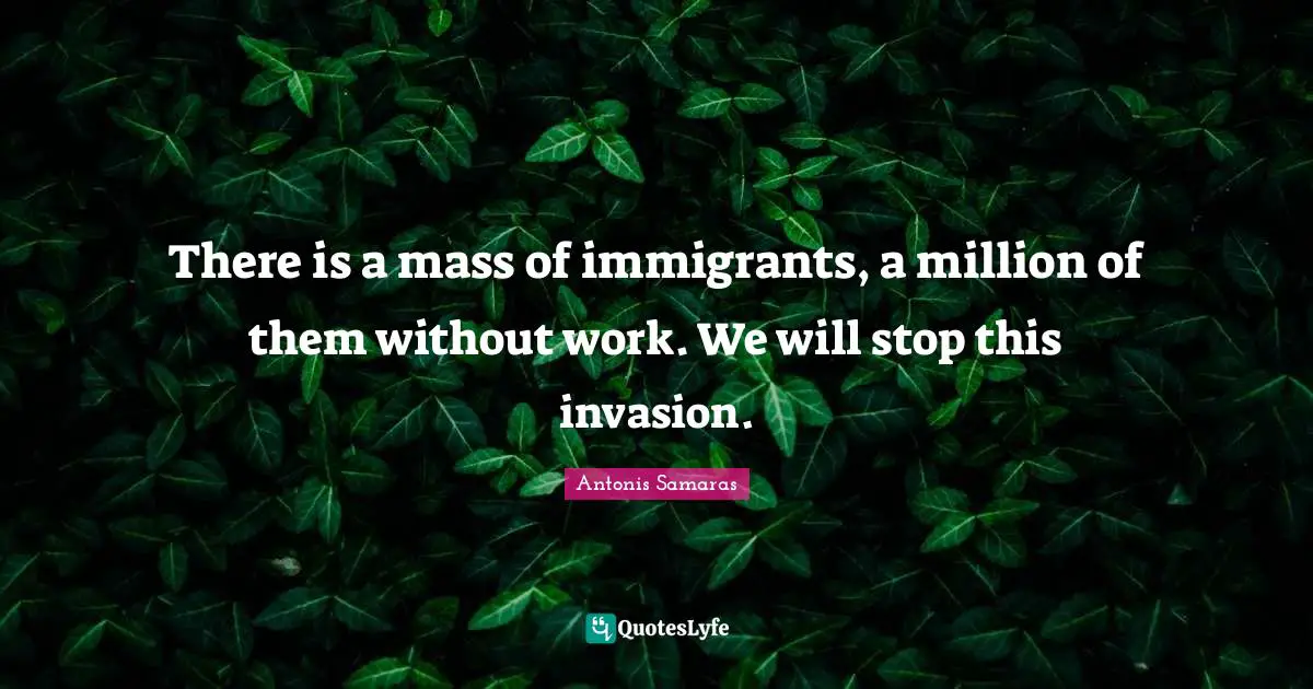 There is a mass of immigrants, a million of them without work. We will stop this invasion.