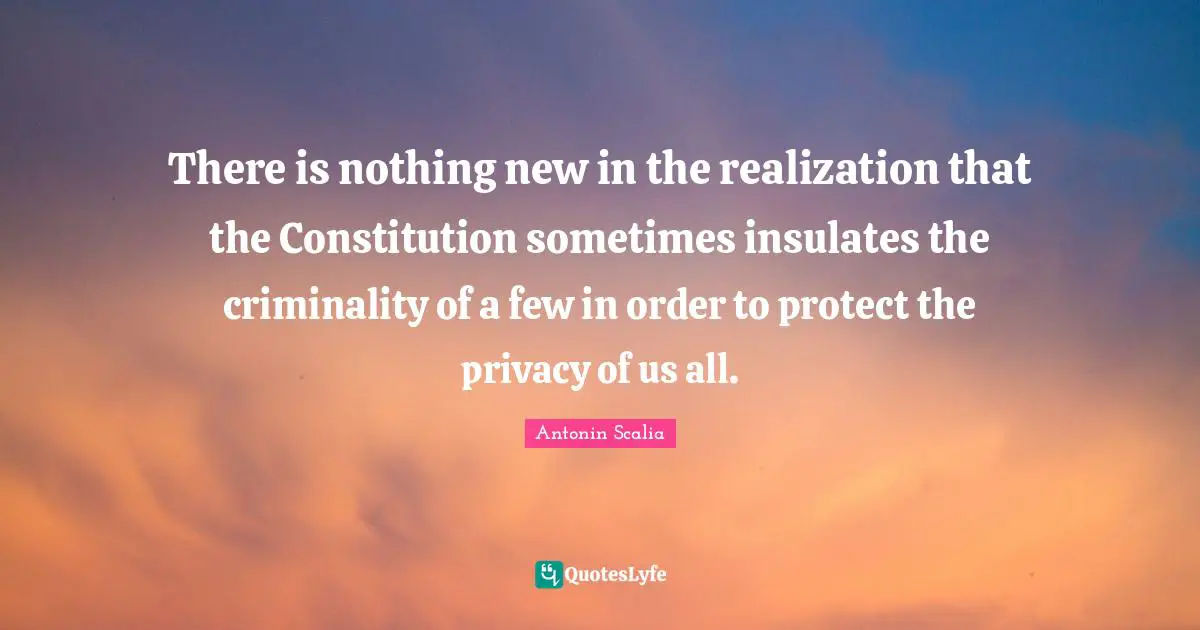 Antonin Scalia Quotes: There is nothing new in the realization that the Constitution sometimes insulates the criminality of a few in order to protect the privacy of us all.