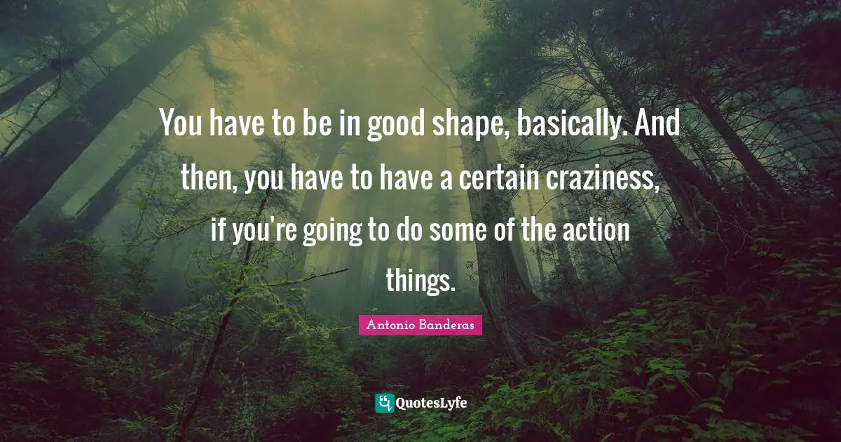 Craziness Quotes: "You have to be in good shape, basically. And then, you have to have a certain craziness, if you're going to do some of the action things."