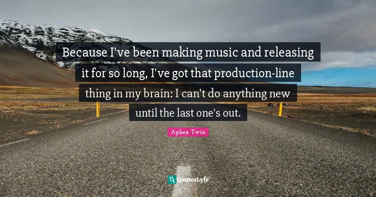 Because I've been making music and releasing it for so long, I've got that production-line thing in my brain: I can't do anything new until the last one's out.