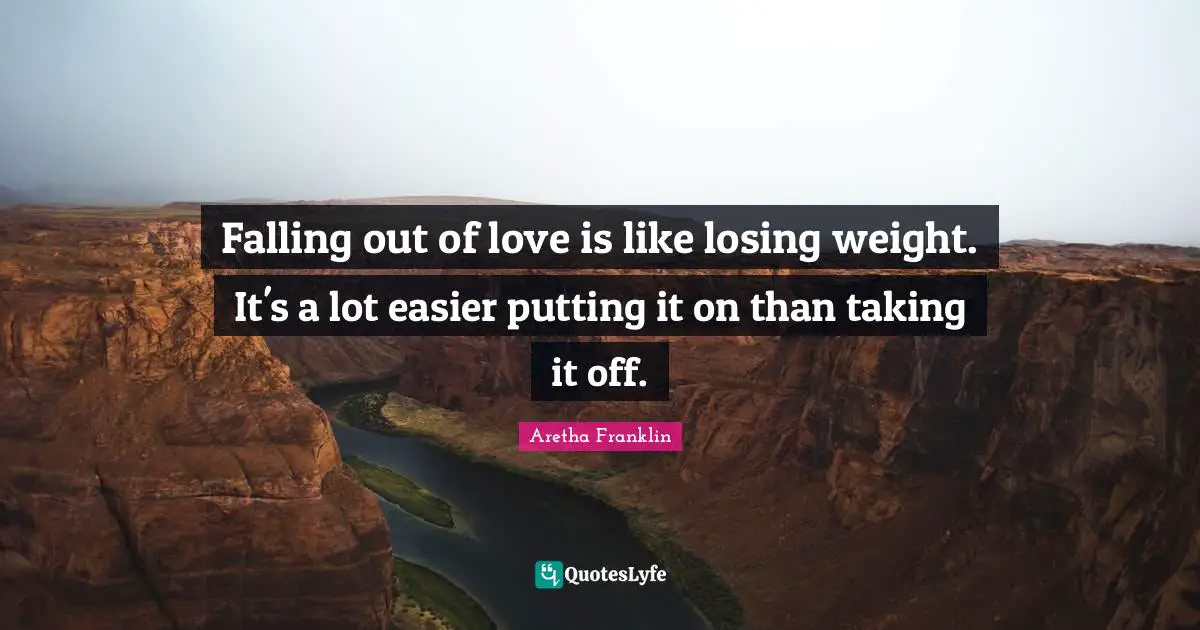 Falling out of love is like losing weight. It's a lot easier putting it on than taking it off.