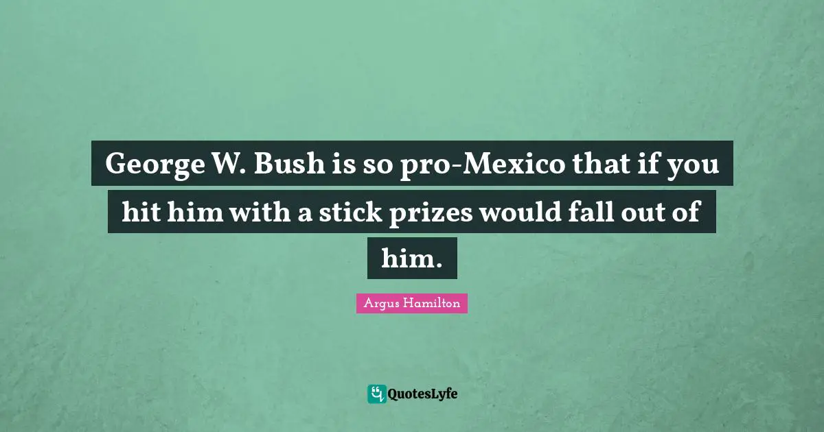 George W. Bush is so pro-Mexico that if you hit him with a stick prizes would fall out of him.