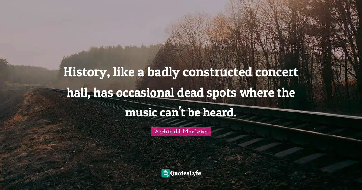 History, like a badly constructed concert hall, has occasional dead spots where the music can't be heard.