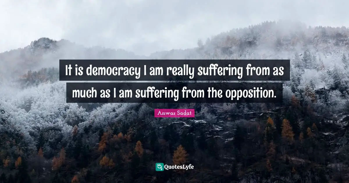 It is democracy I am really suffering from as much as I am suffering from the opposition.