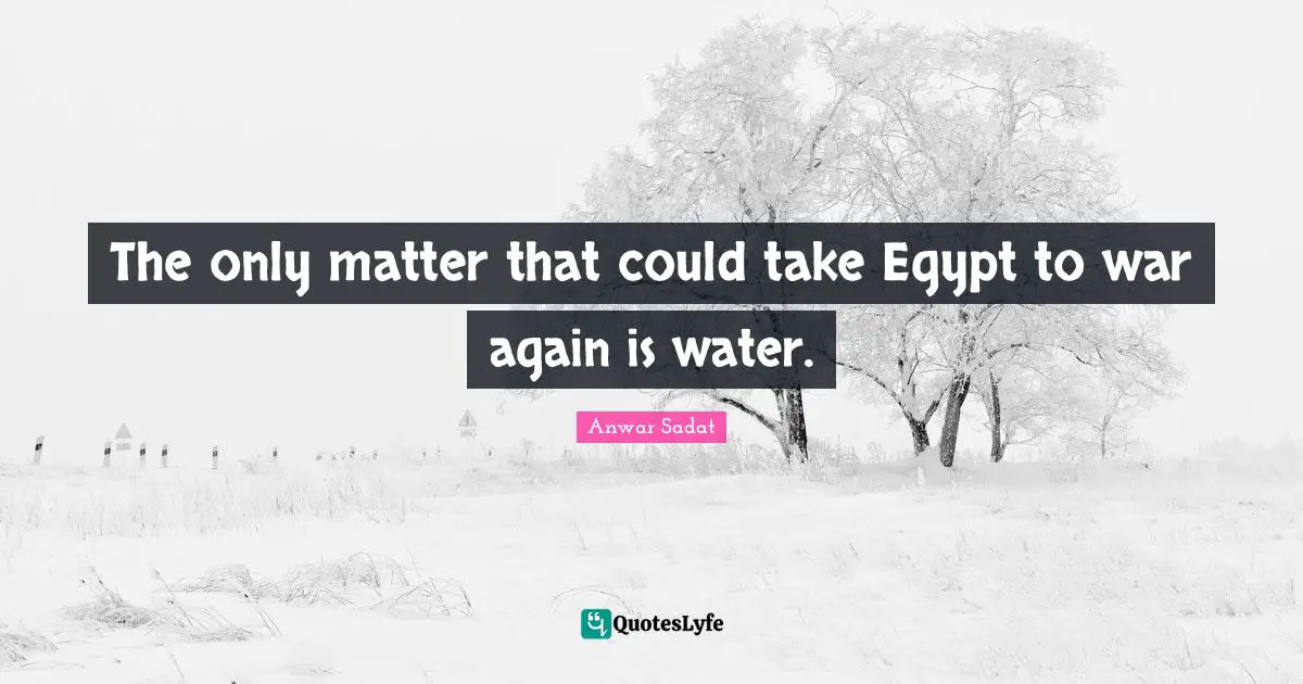 The only matter that could take Egypt to war again is water.