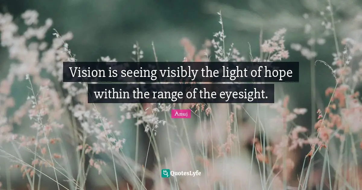 Vision is seeing visibly the light of hope within the range of the eyesight.