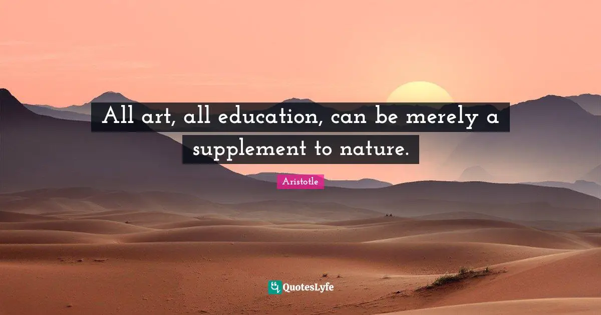 Supplements Quotes: "All art, all education, can be merely a supplement to nature."
