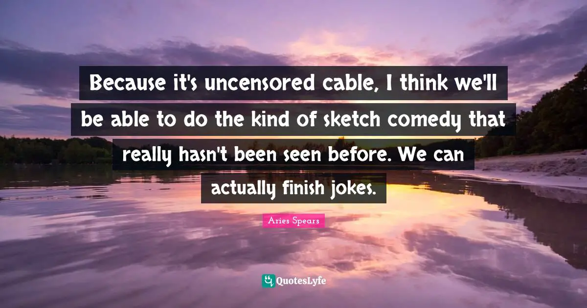 Because it's uncensored cable, I think we'll be able to do the kind of sketch comedy that really hasn't been seen before. We can actually finish jokes.