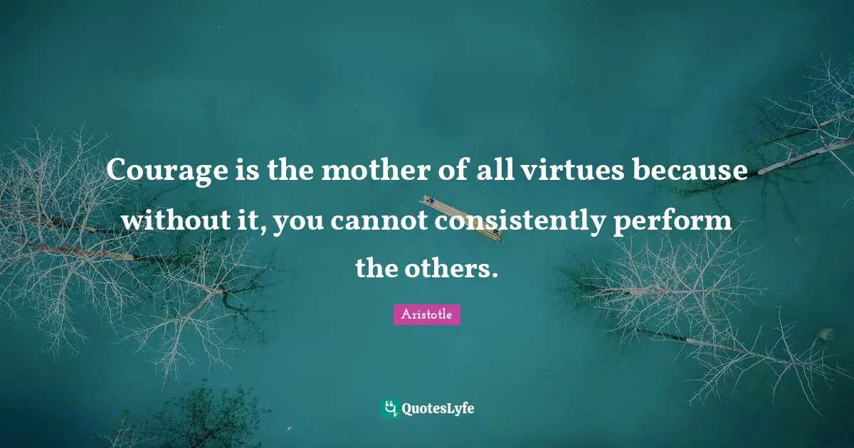 Courage is the mother of all virtues because without it, you cannot consistently perform the others.