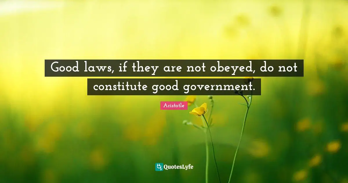 Good laws, if they are not obeyed, do not constitute good government.