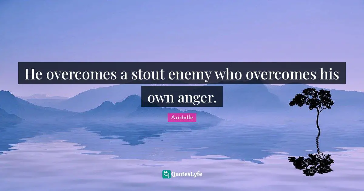 Stout Quotes: "He overcomes a stout enemy who overcomes his own anger."
