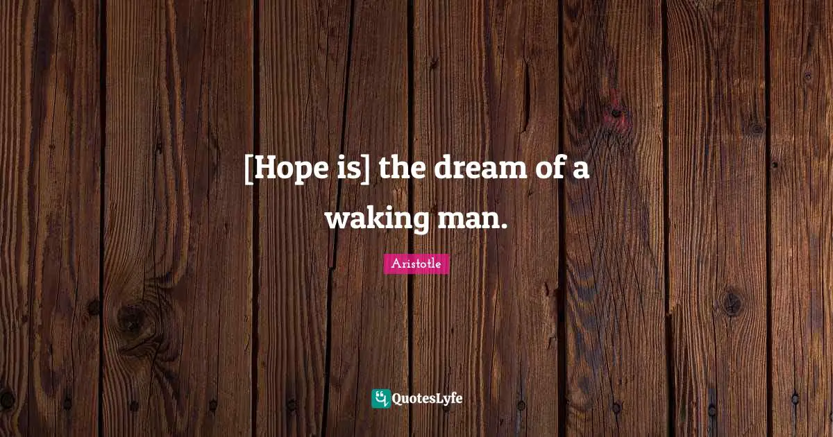 [Hope is] the dream of a waking man.
