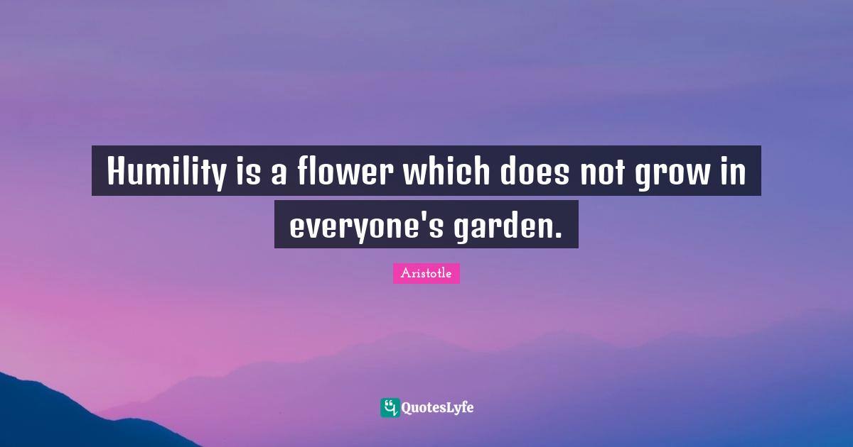 Humility is a flower which does not grow in everyone's garden.