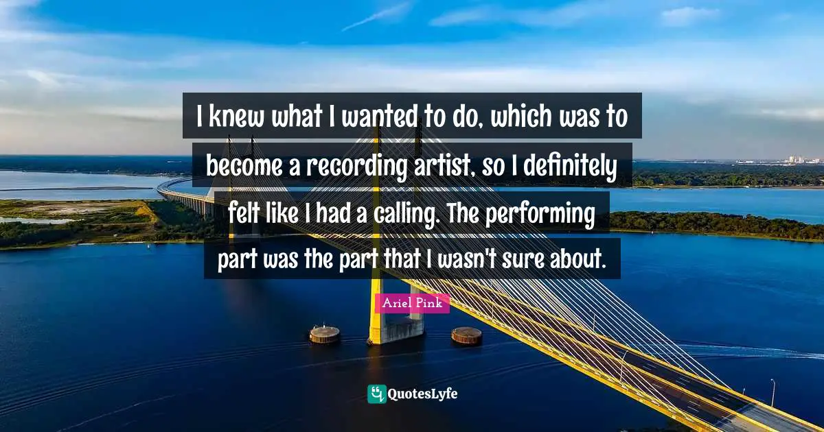 I knew what I wanted to do, which was to become a recording artist, so I definitely felt like I had a calling. The performing part was the part that I wasn't sure about.