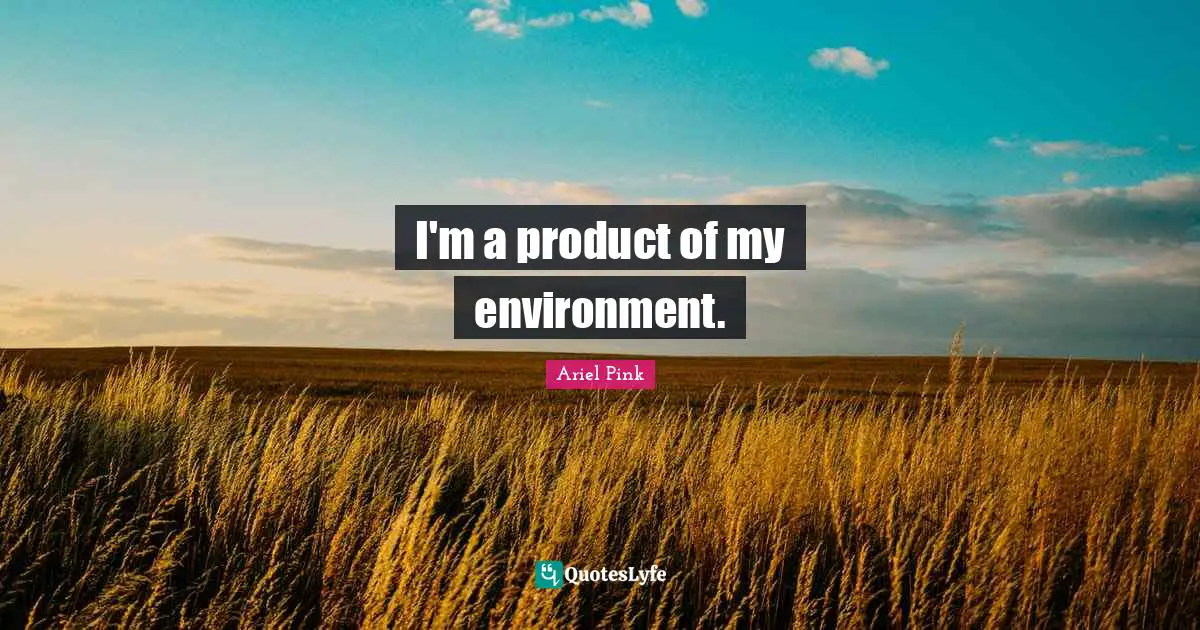 I'm a product of my environment.