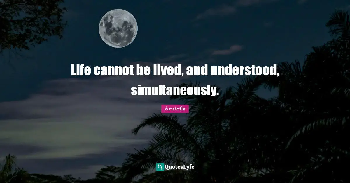 Life cannot be lived, and understood, simultaneously.
