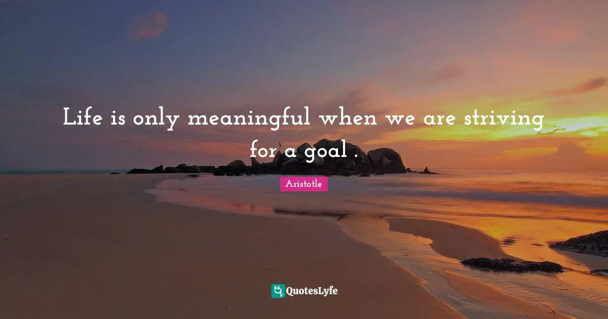 Life is only meaningful when we are striving for a goal .