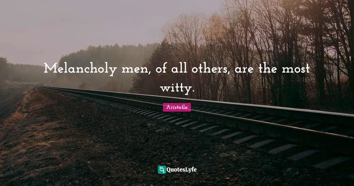 Melancholy men, of all others, are the most witty.